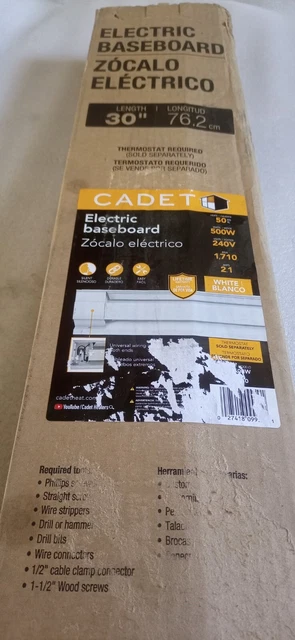 CADET 09950 BASEBOARD Heater, White, 500-Watts, 30-In. - Quantity 1 $54.31  - PicClick