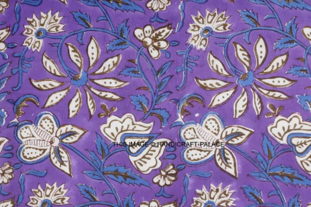 Indien Tissu Coton 4.6m Fleur Main Bloc Imprimé Course Desseré Artisanat Fou