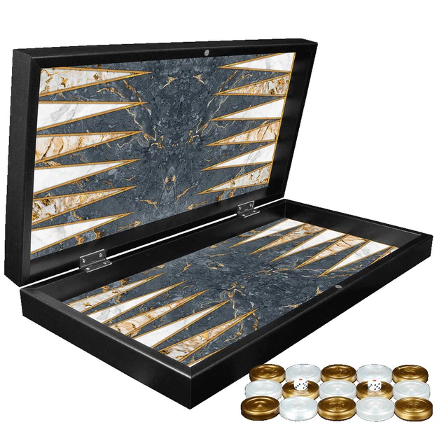 PrimoLiving Deluxe Backgammon GALATA XXL 50x50cm - Holz Tavla Mit Klappmechanismus