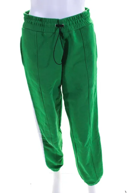 MSGM Womens Cotton Striped Drawstring Ruched Darted Sweatpants Green Size M