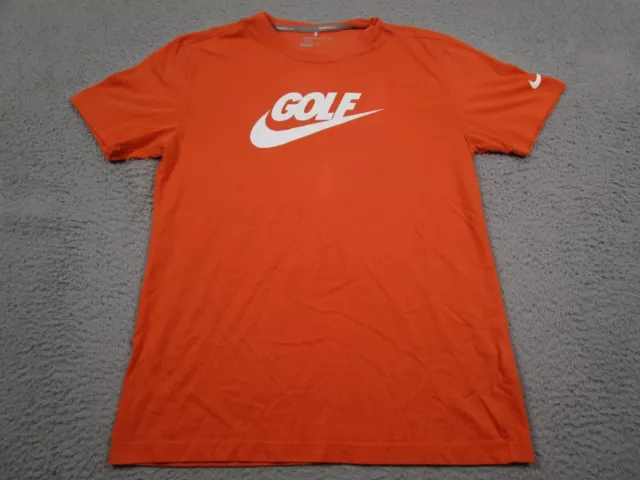 Nike Shirt Mens Medium Orange Tee Golf SPort Dri Fit Short Sleeve