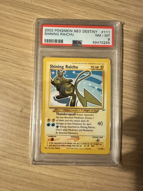 SHINING RAICHU Neo Destiny Pokemon Card PSA 8 SECRET HOLO WOTC #1/75