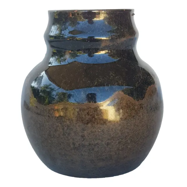 Vintage Australian Pottery Vase  hand made signed drip glaze signed