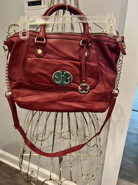 Emma Fox Red Leather Satchel Handbag Tote