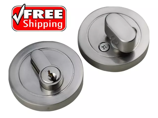 3 X DEADBOLT new ROUND DESIGN DEADLOCK SINGLE CYLINDER DOOR LOCK SATIN FINISH