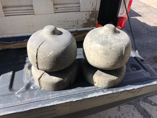 LARGE pair c1860/70 wooden finials architectural salvage gems 10” h x 7.5” dia