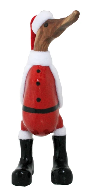 SANTA CLAUS ENTE 25cm schrullig freistehend handbemaltes Holz im Weihnachtsmannkostüm