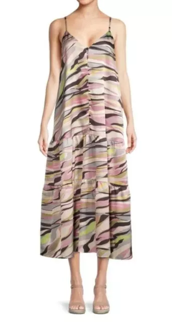 BNWT Stunning Ted Baker Warrenn Button Through Tiered Camo Maxi Dress Sz 3 UK 14