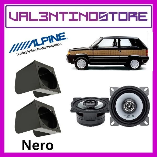 Kit 2 Casse Altoparlanti Alpine - Fiat Panda 1 serie Nero - Anteriori 100mm Coax