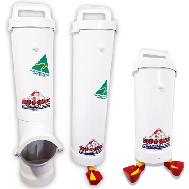 Chicken Feeder & Drinker Set + 2 Litre Drinker / Chook Waterer / Poultry Coop