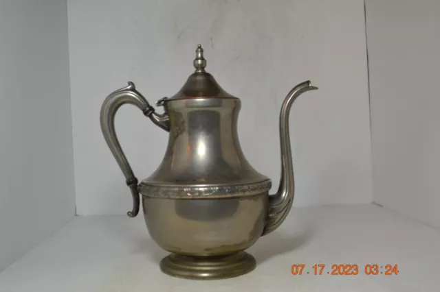 Vintage National Silver Company Silver on Copper Coffee Tea Pot With Hinged Lid
