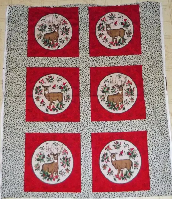 Vintage Fabric Pillow Panel Set Deer Buck Doe Christmas Wildlife Cut N Sew