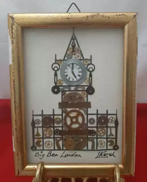 Antique L Kersh Of London Big Ben London Made w/ Watch Pieces,Unique Mid-Century