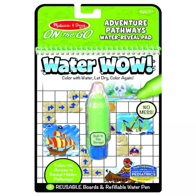 Melissa & Doug On The Go Water Wow ! Reusable Water-Reveal Activity Pad - 40174