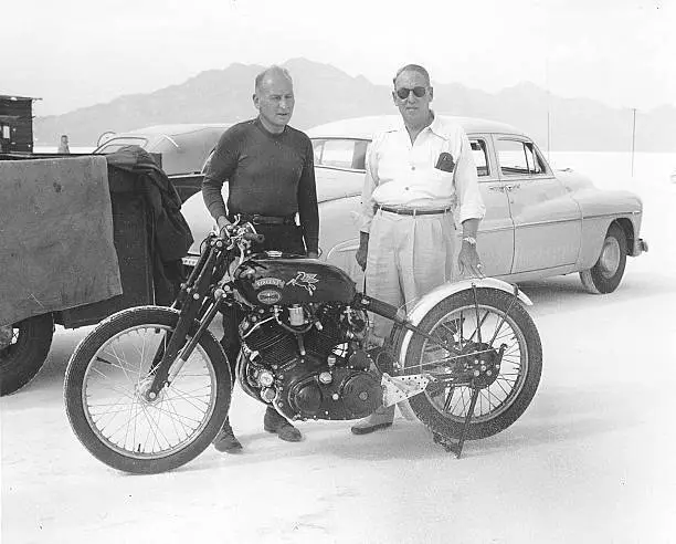 Rollie Free - Bonneville Salt Flats Vincent Motorcycle Record 1950 Old Photo