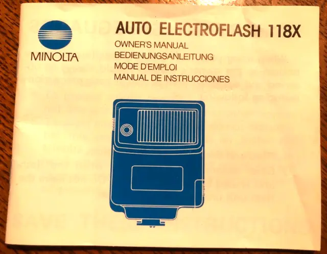 Original Minolta AUTO ELECTROFLASH 118X OWNER'S MANUAL P103-D1 -55 pgs English+2