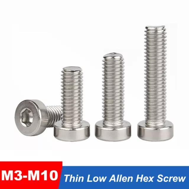 M3M4M5M6M8M10 Allen Hex Hexagon Socket Thin Low Flat Wafer Cap Head Screw Bolt