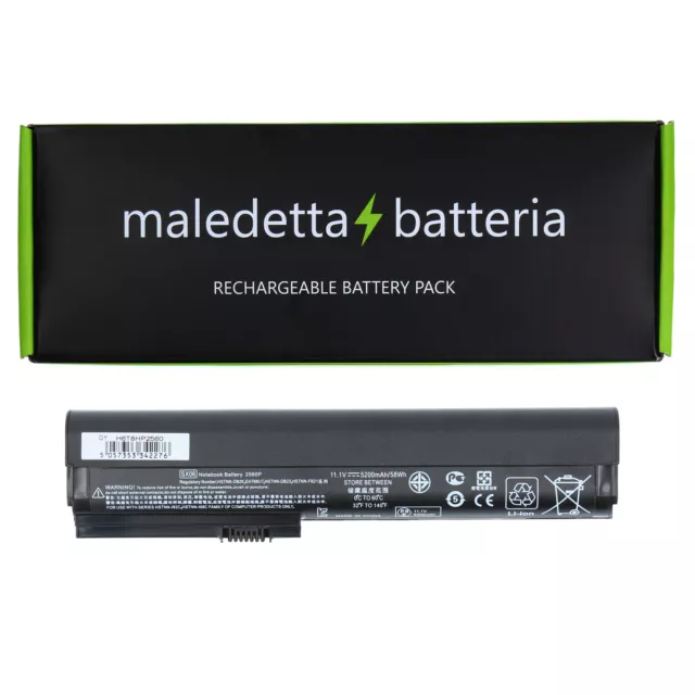 Batteria POTENZIATA 10.8-11.1V 5200mAh per hp-compaq EliteBook 2560p