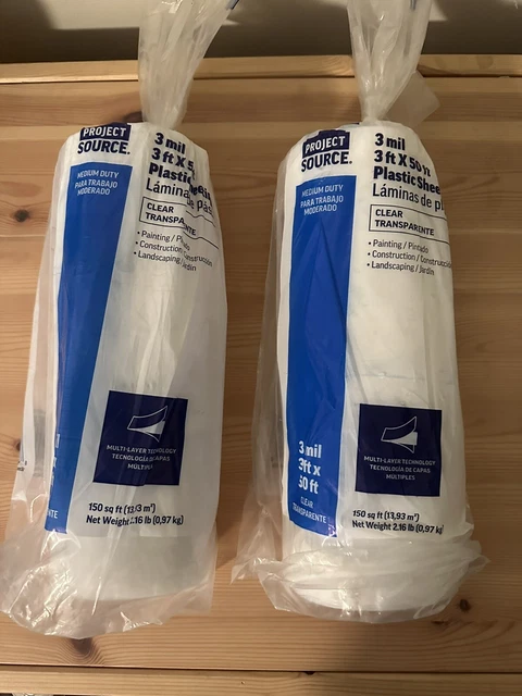 2 Rolls Project Source 3 Mil Clear Plastic Sheeting - 3 Ft x 50 Ft- 150 Sq Ft
