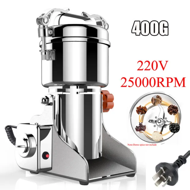 400G Electric Swing Type Grinder Dry Spice Herb Machine Cereal Mill Crusher 220V