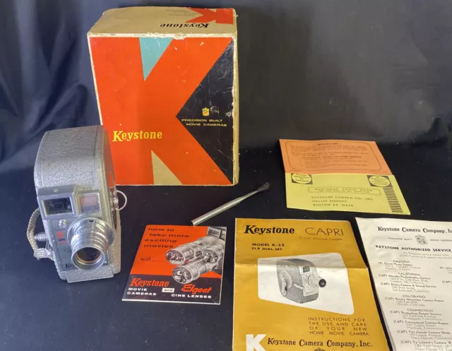 Cámara Keystone 8 mm K-25 Capri. El motor funciona con caja, manual, inserciones originales