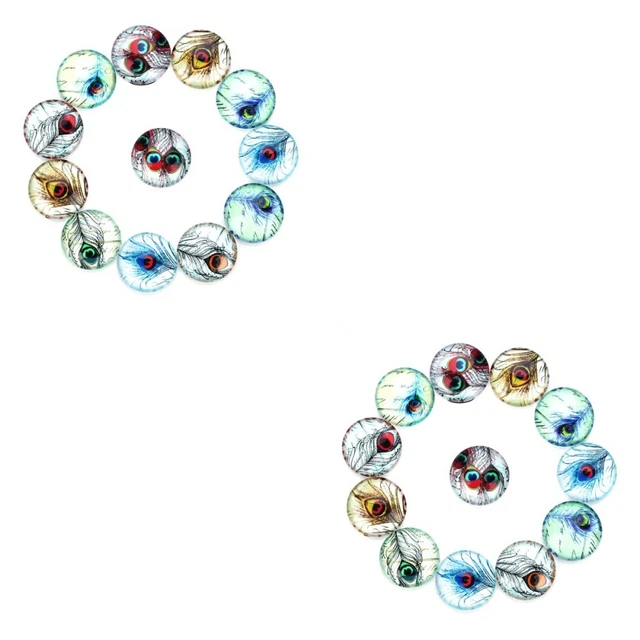 2x Flatback Glas Schmuck Runde Zeit Edelstein Glas Patch Schmuck Lose Perlen