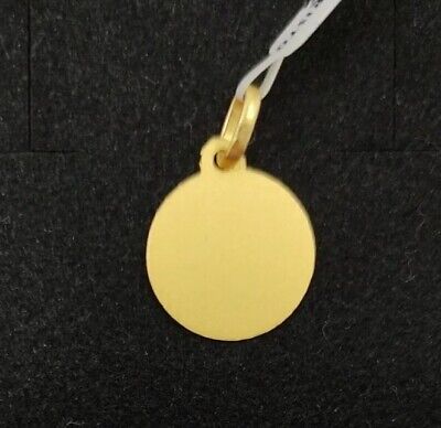 Pendentif Or 18k 750 Mls . Médaille Lisa pour Graver Avec Hojas. 14 MM 2