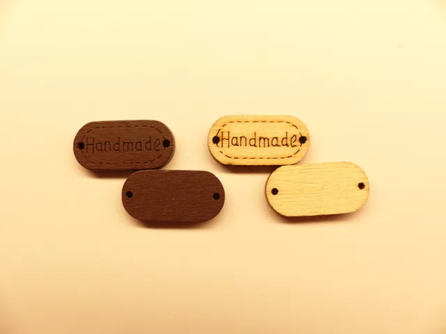 Label Anhänger Etikett Holz wood Handmade "HANDMADE" Deko Nähen Hobby DIY 3
