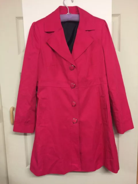 Marks And Spencer Ladies Hot Pink Cotton Trench Coat UK 12 Single Breast Mac