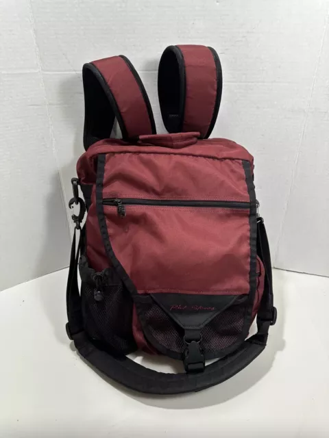 Rick Steves Kiva Designs Black Burgundy Day Pack Travel Backpack Bag Crossbody