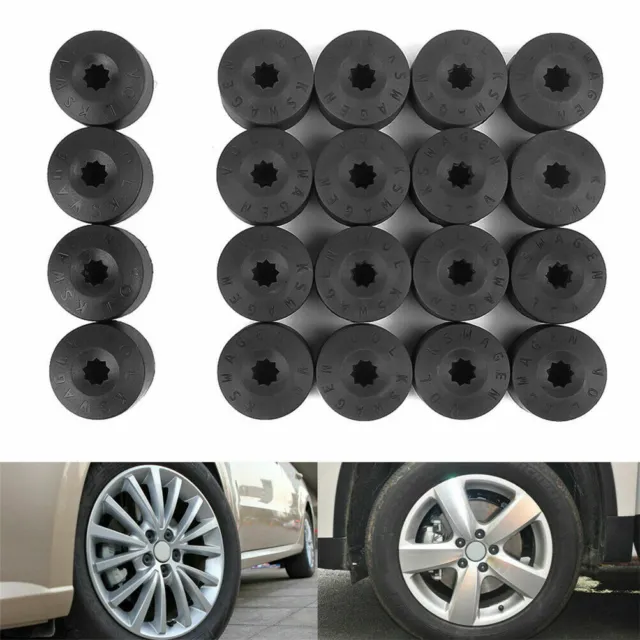 20PCS x17mm Black Wheel Lug Nut Bolt Cover Caps For VW Volkswagen 1K06011739B9