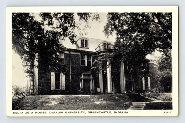 Postcard Indiana Greencastle IN DePauw University Delta Zeta House 1930s