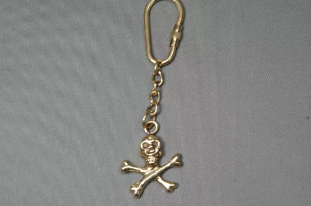 Latón Sólido Llavero Calavera Marítimo Decoración Dorado Pirata