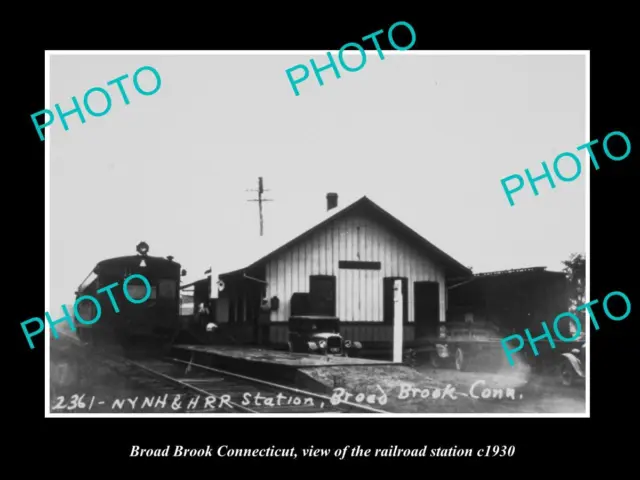 OLD LARGE HISTORIC PHOTO OF BROAD BROOK CONNECTICUT THE RAILROAD DEPOT c1930