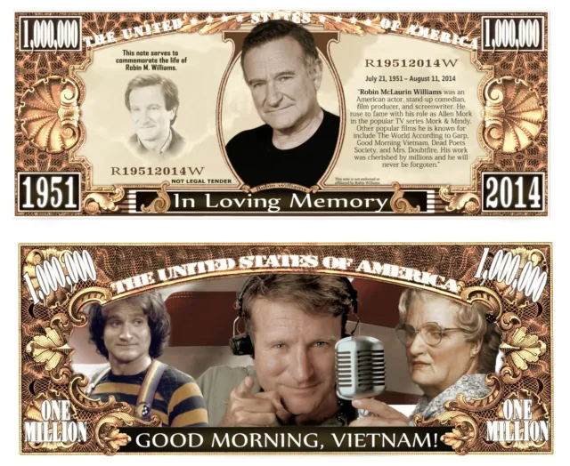 Robin Williams Million Dollar Nouveauté Monnaie