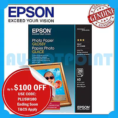 Epson Genuine S042536 A3 Glossy Photo Paper (20 Sheets) 200GSM 297mmx420mm NEW