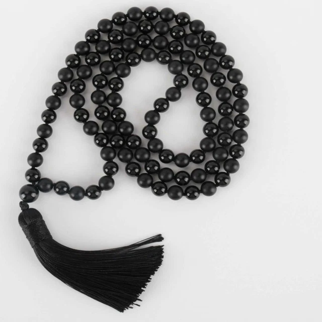 6mm 108 knot Natural Frosted black agate beads bracelet gift Energy Cuff Lucky