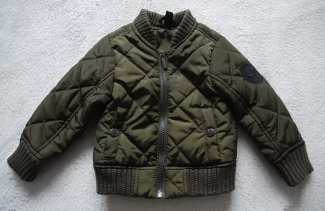 Firetrap Baby Boy Quilted Jacket Military Green & Camo Lining 6-12 mths Worn Onc