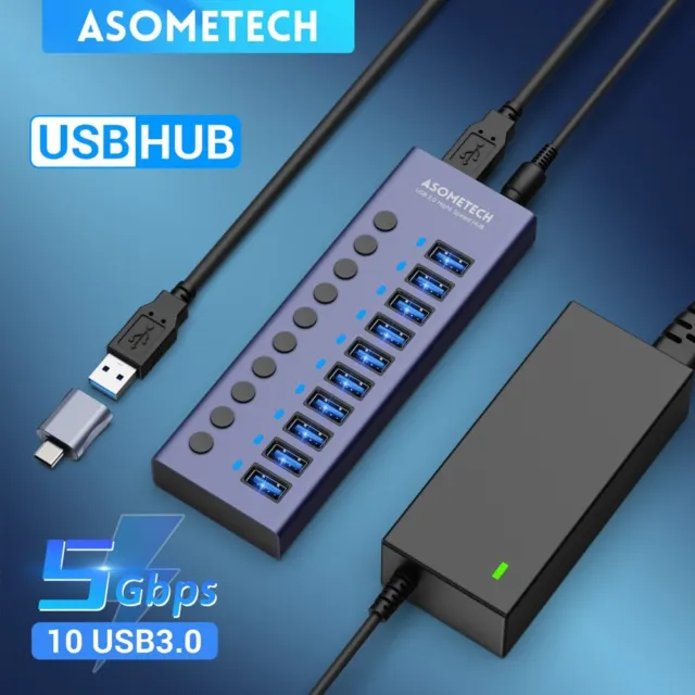 4/7/10 Ports USB 3.0 Hub Multi Splitter Multiple Expander for Laptop Accessories