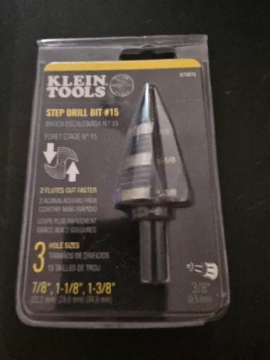 Klein Tools KTSB15 Step Drill Bit 15 Double Fluted 7/8 to 1-3/8-Inch