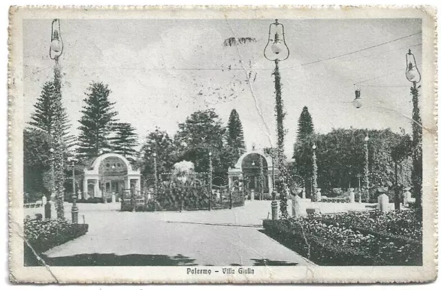 CARTOLINA DI PALERMO ,VILLA GIULIA viaggiata 1924