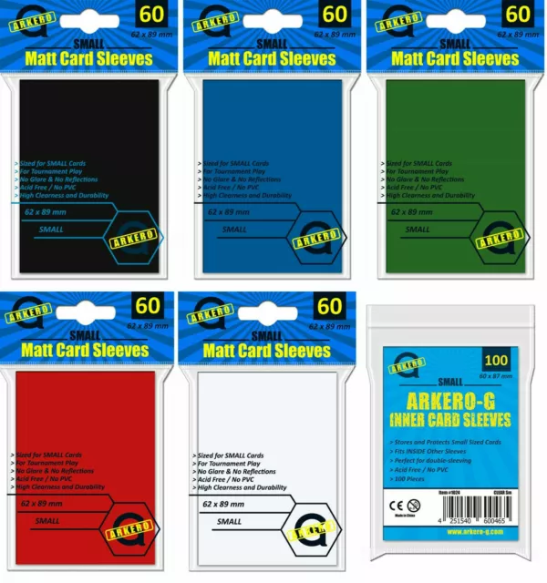 60 Arkero-G Small Matt Card Sleeves Pro-Hüllen div Farben für YuGiOh! Karten NEU