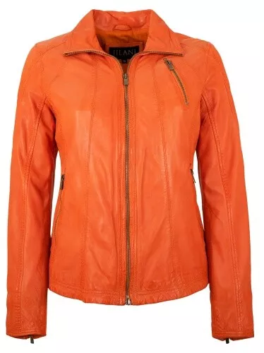 Jilani - Damen Echtleder Lederjacke Lammnappa coral orange