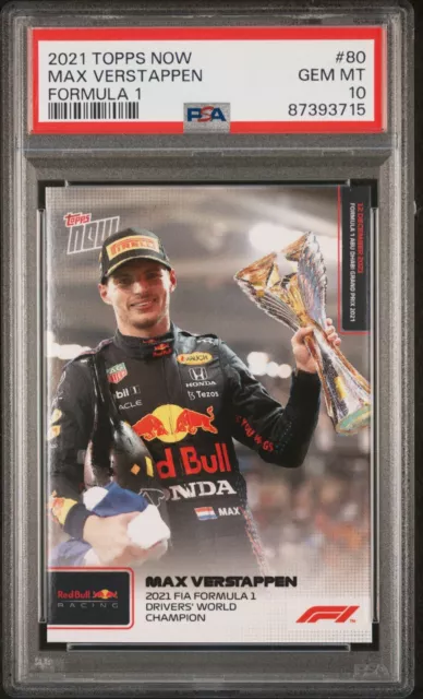 2021 Topps Now Formula 1 Max Verstappen #080 PSA 10 80 F1 Drivers World Champion