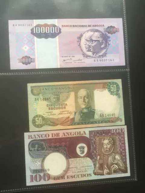 3 Anciens Billets Angola - 3  Old Angola Banknotes