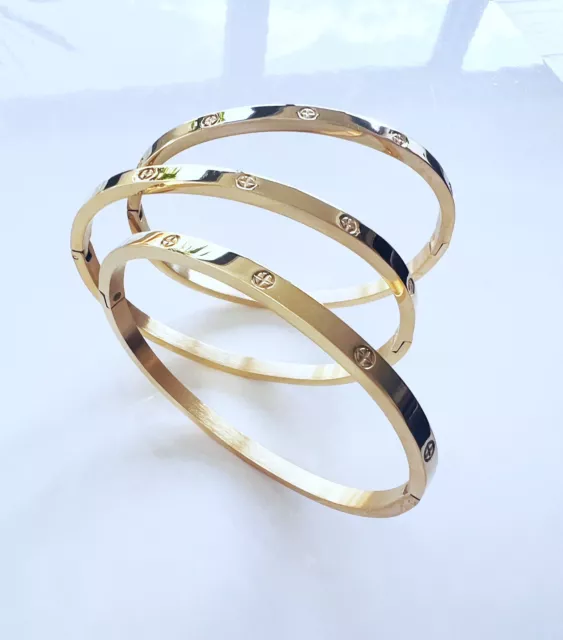 Gold Thin Screw Bracelet Love 20cm Bangle Gifts for Women