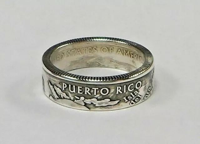 PUERTO RICO SILVER US STATE QUARTER handmade coin ring  size 4-12