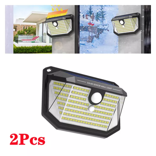 2×Motion Sensor LED Solar Light Outdoor Yard Wall-mount Security Lamp Waterproof