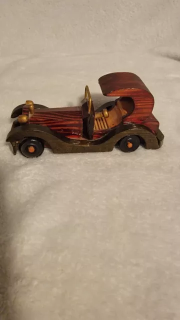 Vintage Old Model Handmade Wooden Car Handcrafted Antique Classical Car Toy