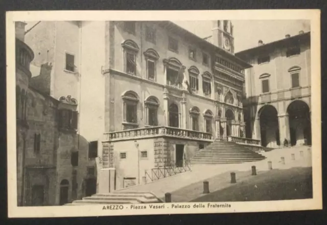 antica cartolina Arezzo Piazza Vasari Palazzo della Fraternita